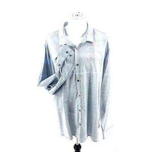 Calvin‎ Klein Gray Blue 2XL Button Front Dress Shirt Cotton Collared